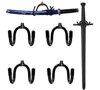 Paquete de 4 soportes pequeños ajustables para montaje en pared con espada, daga, hacha, hoja de llave, pantalla vertical u horizontal, gancho de espada como se mantiene de forma segura a la pared
