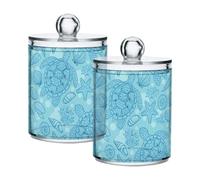 Paquete de 4 soportes Qtip dispensadores de conchas marinas y tortugas para baño, contenedor de almacenamiento de bolas de algodón para hisopos de algodón, almohadillas/hilo dental
