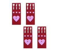 Paquete de 4 soportes rectangulares para utensilios del día de San Valentín, elegantes bolsas de cubiertos para aniversario o fecha