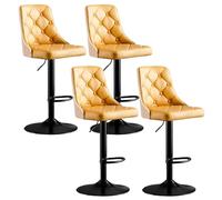 Paquete de 4 taburetes de Bar Ajustables con Respaldo, Moderno Taburete de Bar Giratorio de Cuero PU, Silla de Bar de Altura de mostrador de Transporte aéreo for Cocina, Comedor, cafetería