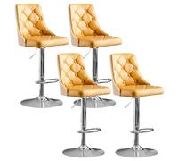 Paquete de 4 taburetes de Bar Ajustables con Respaldo, Moderno Taburete de Bar Giratorio de Cuero PU, Silla de Bar de Altura de mostrador de Transporte aéreo for Cocina, Comedor, cafetería