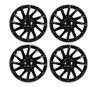 Paquete de 4 tapacubos de 14 Pulgadas - Cubiertas de Rueda ABS, Tapas Protectoras para Llantas, Estilo Universal Negro Plateado Compatible con la mayoría de los Coches, Camiones, (Negra)