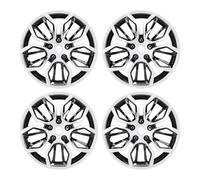Paquete de 4 tapacubos de 14 Pulgadas de Ajuste Universal para Llantas compatibles con la mayoría de los Coches, Camiones, SUV, Color Negro (Plata Negro)