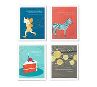 Paquete de 4 tarjetas de cumpleaños Positively Green (juego 1)