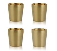 Paquete de 4 tazas de acero inoxidable pequeñas doradas de 175 ml, vasos de metal de doble pared, vasos de metal irrompibles para uso en interiores y exteriores (dorado)