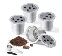 Paquete de 4 tazas K reutilizables de acero inoxidable para K eurig Supreme & Supreme Plus, filtro de cápsulas de café K-eurig universal de cinco agujeros reutilizable recargable