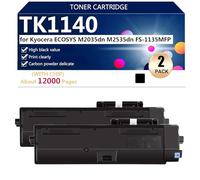 (Paquete de 4) TK1140 Cartuchos de Tóner de Extra alto Rendimiento para Kyocera ECOSYS M2035dn M2535dn FS-1135MFP Impresoras, Impresión de Alto Volumen, Impresiones Nítidas, 12000 Páginas,Black-2 pack