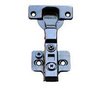 Paquete de 4 unidades. Bisagra suave amortiguada Titanium. Cuello 0-1/2-18. Pata clip 3D acabado bruñido (cuello 0 recto)