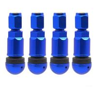 Paquete de 4 vástagos de válvula de neumático de aleación de aluminio con diseño a presión para sin cámara para ruedas de coche, ligero y (azul)