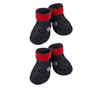Paquete de 4 Zapatos para Perros de EVA con Parte, Black S | Parte perforada, orificios transpirables con cierre fácil de envolver y soporte para paseos diarios