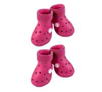 Paquete de 4 Zapatos para Perros de EVA con Parte, Rose Red M | Parte perforada, orificios transpirables con cierre fácil de envolver y soporte para paseos diarios