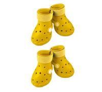 Paquete de 4 Zapatos para Perros de EVA con Parte, Yellow M | Parte perforada, orificios transpirables con cierre fácil de envolver y soporte para paseos diarios