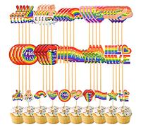 Paquete de 40 adornos para cupcakes de orgullo arcoíris, bandera de arco iris, suministros de fiesta para decoraciones del mes del orgullo gay, accesorios de apoyo para cosas del orgullo LGBTQ