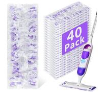 Paquete de 40 almohadillas desechables compatibles con Swiffer Power Mop, almohadillas húmedas en aerosol, almohadillas desechables para limpieza de suelos multisuperficie