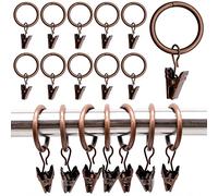 Paquete de 40 anillos de cortina con clip, clip de cortina resistente, clips de latón antiguo, ganchos de cortina para decoración del hogar, resistente al óxido, vintage, se adapta a barras de cortina