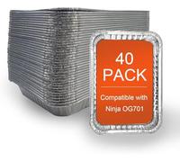 Paquete de 40 bandejas de goteo de aluminio para parrilla Ninja OG701 Woodfire para exteriores, bandeja de goteo también compatible con Weber Spirit, Genesis, Q Series Grill-Ling
