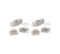 Paquete de 40 Conectores RJ45 Blindados CAT7 Cat6A Conector Modular Cat7 RJ45 con Barra de Carga Y Botas de Alivio de Tensión RJ45 Gris 8P8C