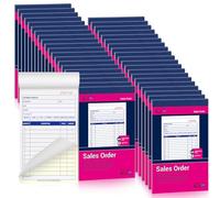 Paquete de 40 libros de pedidos de venta a granel, factura de formulario de recibo autocopiativo de 2 partes, blanco/amarillo, 3-11/32 x 5-5/8 pulgadas, libro de ventas de uso general para pequeñas