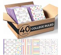 Paquete de 40 mini cuadernos de composición pastel, bohemio, arcoíris, cara sonriente, a cuadros, diario de bolsillo pequeño, 80 páginas, lindos libros de composición estética, regalo de vuelta a la