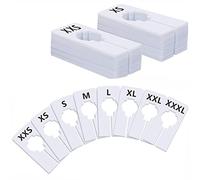 Paquete de 40 separadores rectangulares de plástico blanco para armario, preimpresos en 8 tamaños XXS, XS, S, M, L, XL, XXL, XXXL (6,4 cm x 12,7 cm, diámetro interior 3,5 cm)