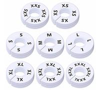 Paquete de 40 separadores Redondos de plástico Blanco para Armario, preimpresos en 8 tamaños XXS, XS, S, M, L, XL, XXL, XXXL (Exterior 9 cm, diámetro Interior 3,5 cm)