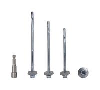 Paquete de 45 tornillos autoperforantes de cabeza hexagonal de acero al carbono de 5,5 x 190 mm con arandelas EPDM para fijar paneles sándwich (45, 5,5 x 190 mm)