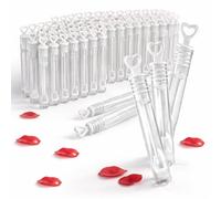 Paquete de 48 mini varitas de burbujas de corazón, recuerdos de fiesta de boda, suministros de celebración de aniversario, tubos de burbujas de 4 pulgadas con varita de corazón para despedidas de