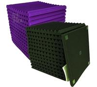 Paquete de 48 paneles acústicos de 12 x 12 x 1 pulgadas, azulejos de cuña de espuma insonorizantes, (24 negros + 24 morados)