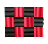 Paquete de 48 paneles acústicos de 30 x 30 x 10 cm, para estudio de aislamiento acústico (24 piezas negras+24 piezas rojas)