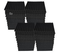 Paquete de 48 paneles acústicos negros de 12 x 12 x 1 pulgadas, azulejos de cuña de espuma insonorizantes para estudio