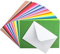 Paquete de 48 tarjetas plegadas en blanco y sobres, tarjetas de colores, sobres blancos de 5 x 7 pulgadas, tarjetas de felicitación coloridas, 24 colores surtidos, peso pesado para felicitación,