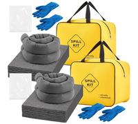 Paquete de 48 unidades, kit universal de respuesta de emergencia, incluye bolsa amarilla, 30 almohadillas, 4 calcetines, 10 bolsas y 2 pares de guantes para vehículos, médicos, oficinas, industriales