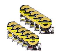 Paquete de 5, 10 Paquetes de 18mm SS18KW Compatible con Espon ST18KW SC18RW SC18YW SC18BW SC18GW LabelWorks LW-400 LW-600P Cinta de Impresora(Black on Yellow)