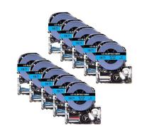 Paquete de 5, 10 Paquetes de 18mm SS18KW Compatible con Espon ST18KW SC18RW SC18YW SC18BW SC18GW LabelWorks LW-400 LW-600P Cinta de Impresora(Black on Blue)