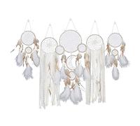 Paquete de 5 Atrapasueños Extragrandes de Macramé para Colgar en la Pared, Decoración Hecha a Mano con Plumas Tradicionales, Atrapasueños para Niños Y Adultos, Colgantes Creativos para(marrón)