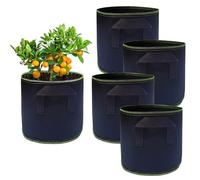 Paquete de 5 bolsas de cultivo de 12 litros para verduras, bolsas de plantación de tela no tejida, bolsas de cultivo de plantas de jardín, bolsas de crecimiento de plantas con asas fuertes, para