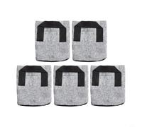 Paquete de 5 bolsas de cultivo de tela redondas de aireación para plantas, contenedores de jardín no tejidos con asas para poda de raíces, drenaje, flujo de aire, gris, 2-5 galones (2 galones)