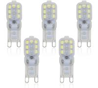 Paquete de 5 bombillas LED G9 Sin parpadeo / 220 lúmenes / 14 x 2835 LED SMD / 2,5 W Reemplaza bombillas halógenas de 20 W / Blanco frío 6000 K / Bombilla LED G9 220 V [Clase de eficiencia energética