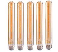 Paquete de 5 Bombillas LED Tubo de Flauta Edison, No Regulables, E27 6W t30 30cm 600lm, Estilo Retro Antiguo, Bombilla LED vintage, Bombilla LED de filamento, Cristal ámbar, 2700K Blanco Cálido