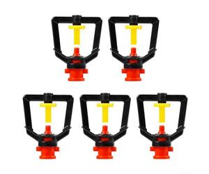 Paquete de 5 boquillas giratorias de 360° para riego por goteo para jardín, patio y espacios verdes - Flujo ajustable de 50-90 L/H, púas de 4 mm/rosca de 6 mm, PP+ingeniería