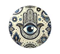 Paquete de 5 botones laminados con amuleto de ojo mágico de 6 cm, insignias redondas con acabado brillante y cierre seguro