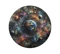 Paquete de 5 botones laminados con ecuaciones matemáticas, planetas, 6 cm, redondos, con acabado brillante y cierre seguro