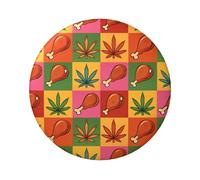 Paquete de 5 botones laminados con patrón de patas y hojas de pavo de 6 cm, insignias redondas con acabado brillante y cierre seguro