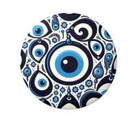 Paquete de 5 botones laminados de 6 cm, diseño de Grecia, Turquía, mal de ojo, insignias redondas con acabado brillante y cierre seguro