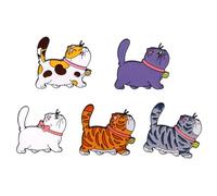 Paquete de 5 broches de gatos lindos con diseño de animales, elegantes insignias de fiesta, textura de aleación para disfraces de fiesta y regalos, talla única, como se describe