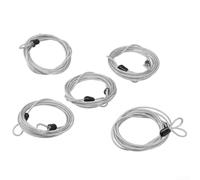 Paquete de 5 cables de seguridad para bicicleta de 2 m, para alambre de bloqueo de acero trenzado con extremos de doble bucle, cable antirrobo recubierto de PVC de 2,5 mm para casco de bicicleta