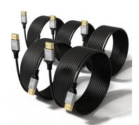 Paquete de 5 cables HDMI delgados 8K de 15 pies, 48 Gbps de ultra alta velocidad, cable HDMI 2.1 compatible con VRR, ALLM, eARC, HDCP2.3, Dolby Atmos y DTS:X, HDR10+ para TV, monitor, computadora