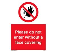 Paquete de 5 carteles con texto en inglés "Please do not enter without a face cover", 150 x 200 mm, A5P