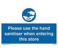 Paquete de 5 carteles con texto en inglés "Please use the hand sanitizer when entering this store" - 150 x 100 mm - A6L