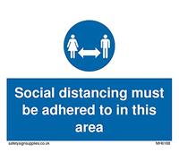 Paquete de 5 carteles de distanciamiento social debe ser adherido a esta área, 100 x 75 mm, A7L